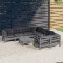 Muebles de jardín 9 pzas y cojines gris madera de pino de , Conjuntos de jardín - Ref: Foro24-3096979, Precio: 800,32 €, Desc...