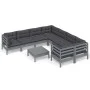 Muebles de jardín 9 pzas y cojines gris madera de pino de , Conjuntos de jardín - Ref: Foro24-3096979, Precio: 800,32 €, Desc...