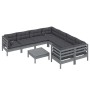 9 Stk. Gartenmöbel und Kissen aus grauem Kiefernholz von , Gartensets - Ref: Foro24-3096979, Preis: 777,44 €, Rabatt: %