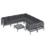 Muebles de jardín 9 pzas y cojines gris madera de pino de , Conjuntos de jardín - Ref: Foro24-3096979, Precio: 800,32 €, Desc...