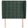 Cabecero con orejas de terciopelo verde oscuro 93x23x118/128 cm