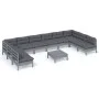 11-piece garden furniture set with gray cushions, made of solid pine wood. by , Garden sets - Ref: Foro24-3097195, Price: 923...