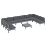11-piece garden furniture set with gray cushions, made of solid pine wood. by , Garden sets - Ref: Foro24-3097195, Price: 923...