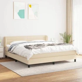 Box spring bed with cream fabric mattress 160x200 cm by , Beds and slatted bases - Ref: Foro24-3126338, Price: 512,60 €, Disc...