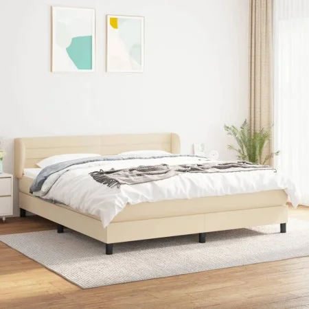Box spring bed with cream fabric mattress 160x200 cm by , Beds and slatted bases - Ref: Foro24-3126338, Price: 512,60 €, Disc...