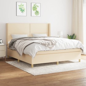 Box spring bed with cream fabric mattress 180x200 cm by , Beds and slatted bases - Ref: Foro24-3131934, Price: 637,02 €, Disc...