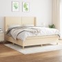 Cama box spring con colchón tela color crema 180x200 cm de , Camas y somieres - Ref: Foro24-3131934, Precio: 641,06 €, Descue...