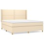 Cama box spring con colchón tela color crema 180x200 cm de , Camas y somieres - Ref: Foro24-3131934, Precio: 641,06 €, Descue...
