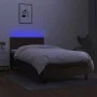 Boxspringbett-Matratze und LED-Leuchten aus dunkelbraunem Stoff, 80 x 200 cm von , Betten und Lattenroste - Ref: Foro24-31331...