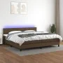 Box spring bed mattress LED lights dark brown fabric 200x200 cm by , Beds and slatted bases - Ref: Foro24-3133184, Price: 591...