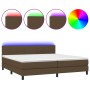 Box spring bed mattress LED lights dark brown fabric 200x200 cm by , Beds and slatted bases - Ref: Foro24-3133184, Price: 592...