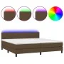 Box spring bed mattress LED lights dark brown fabric 200x200 cm by , Beds and slatted bases - Ref: Foro24-3133184, Price: 591...