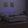Boxspringbett-Matratze und LED-Leuchten, cremefarbener Stoff, 160 x 200 cm von , Betten und Lattenroste - Ref: Foro24-3133330...