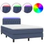 Box spring bed with mattress and LED blue fabric 120x200 cm by , Beds and slatted bases - Ref: Foro24-3133387, Price: 390,67 ...