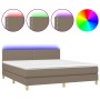 Box spring bed with LED mattress taupe gray fabric 160x200 cm by , Beds and slatted bases - Ref: Foro24-3133649, Price: 510,0...