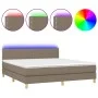 Box spring bed with LED mattress taupe gray fabric 160x200 cm by , Beds and slatted bases - Ref: Foro24-3133649, Price: 499,6...