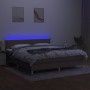 Box spring bed with LED mattress taupe gray fabric 160x200 cm by , Beds and slatted bases - Ref: Foro24-3133649, Price: 510,0...