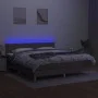 Box spring bed with LED mattress taupe gray fabric 160x200 cm by , Beds and slatted bases - Ref: Foro24-3133649, Price: 499,6...