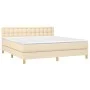 Box spring bed with mattress and LED cream fabric 180x200 cm by , Beds and slatted bases - Ref: Foro24-3134058, Price: 575,73...