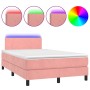 Box spring bed with mattress and LED pink velvet 120x200 cm by , Beds and slatted bases - Ref: Foro24-3134278, Price: 386,12 ...