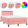 Box spring bed with mattress and LED pink velvet 120x200 cm by , Beds and slatted bases - Ref: Foro24-3134278, Price: 360,66 ...