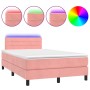 Cama box spring colchón y LED terciopelo rosa 120x200 cm de , Camas y somieres - Ref: Foro24-3134458, Precio: 386,69 €, Descu...