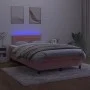 Cama box spring colchón y LED terciopelo rosa 120x200 cm de , Camas y somieres - Ref: Foro24-3134458, Precio: 366,99 €, Descu...