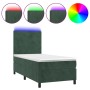 Cama box spring colchón y LED terciopelo verde oscuro 90x190 cm de , Camas y somieres - Ref: Foro24-3135978, Precio: 328,32 €...