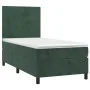 Box spring bed with mattress and LED dark green velvet 90x190 cm by , Beds and slatted bases - Ref: Foro24-3135978, Price: 32...