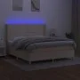Box spring bed mattress and LED lights cream fabric 180x200 cm by , Beds and slatted bases - Ref: Foro24-3138818, Price: 630,...