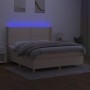 Cama box spring colchón y luces LED tela crema 180x200 cm de , Camas y somieres - Ref: Foro24-3138818, Precio: 650,10 €, Desc...