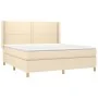 Box spring bed mattress and LED lights cream fabric 180x200 cm by , Beds and slatted bases - Ref: Foro24-3138818, Price: 630,...