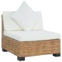 Sofá sin reposabrazos con cojines ratán natural de vidaXL, Sofás modulares de exterior - Ref: Foro24-286280, Precio: 200,56 €...