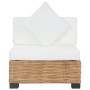 Sofá sin reposabrazos con cojines ratán natural de vidaXL, Sofás modulares de exterior - Ref: Foro24-286280, Precio: 200,56 €...