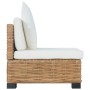 Sofá sin reposabrazos con cojines ratán natural de vidaXL, Sofás modulares de exterior - Ref: Foro24-286280, Precio: 200,56 €...
