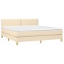 Box spring bed with cream fabric mattress 180x200 cm by , Beds and slatted bases - Ref: Foro24-3140558, Price: 569,45 €, Disc...
