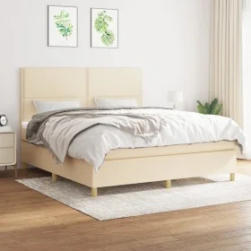 Box spring bed with cream fabric mattress 180x200 cm by , Beds and slatted bases - Ref: Foro24-3142278, Price: 614,93 €, Disc...