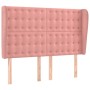 Cabecero con orejas de terciopelo rosa 147x23x118/128 cm