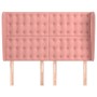 Cabecero con orejas de terciopelo rosa 147x23x118/128 cm