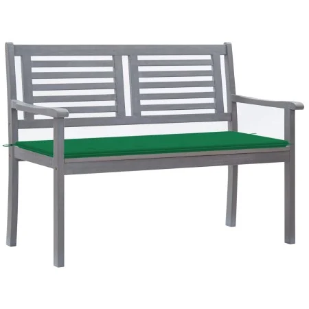 Banco de jardín 2 plazas madera eucalipto gris y cojín 120 cm de , Bancos de jardín - Ref: Foro24-3061028, Precio: 184,53 €, ...