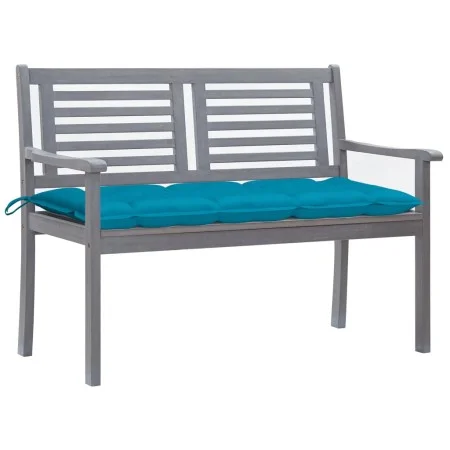 Garden bench 2 seats made of gray eucalyptus wood and cushion 120 cm by , garden benches - Ref: Foro24-3061042, Price: 189,17...