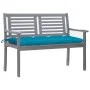 Garden bench 2 seats made of gray eucalyptus wood and cushion 120 cm by , garden benches - Ref: Foro24-3061042, Price: 189,17...