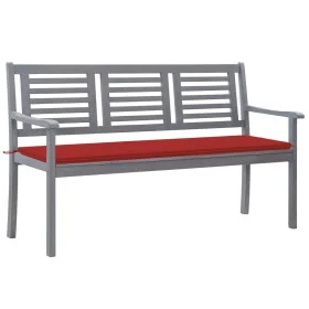3-seater eucalyptus wood garden bench in gray with cushion, 150 cm by , garden benches - Ref: Foro24-3061056, Price: 227,09 €...