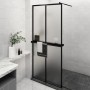 Mampara ducha con estante vidrio ESG y aluminio negro 90x195 cm de , Paredes y mamparas de ducha - Ref: Foro24-3185458, Preci...