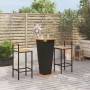 Bar table and garden stools 3 pieces acacia wood black PE rattan by , Garden sets - Ref: Foro24-3187725, Price: 235,15 €, Dis...