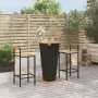Bar table and garden stools 3 pieces acacia wood black PE rattan by , Garden sets - Ref: Foro24-3187725, Price: 232,01 €, Dis...