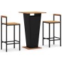 Bar table and garden stools 3 pieces acacia wood black PE rattan by , Garden sets - Ref: Foro24-3187725, Price: 235,15 €, Dis...