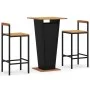 Bar table and garden stools 3 pieces acacia wood black PE rattan by , Garden sets - Ref: Foro24-3187725, Price: 232,01 €, Dis...
