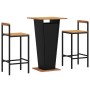 Bar table and garden stools 3 pieces acacia wood black PE rattan by , Garden sets - Ref: Foro24-3187725, Price: 235,15 €, Dis...