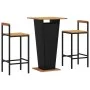 Bar table and garden stools 3 pieces acacia wood black PE rattan by , Garden sets - Ref: Foro24-3187725, Price: 232,01 €, Dis...